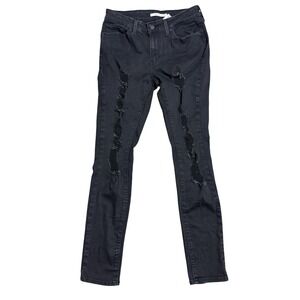 Levi's 711 Skinny Jeans Womens 30 Black Distressed‎ Ripped Stretch 18881-0291